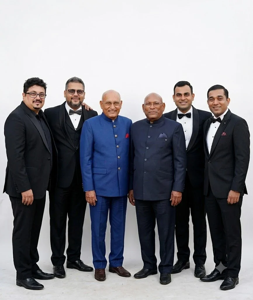 The six directors of Sarom Fab Pvt. Ltd. photographed together in formal dress